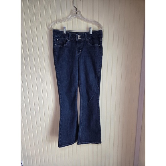 Levis 526 Jeans Womens 16 Blue Slender Boot Stretch Denim Dark Wash Mid Rise - Picture 1 of 12
